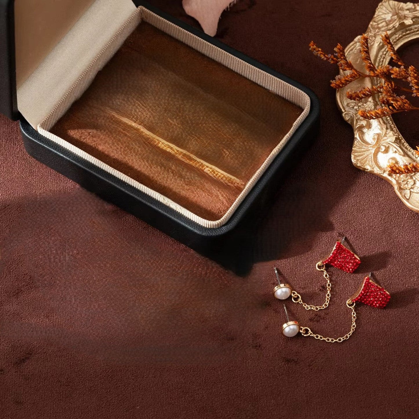 Red Basket With Ball Chain Earrings JLT13785
