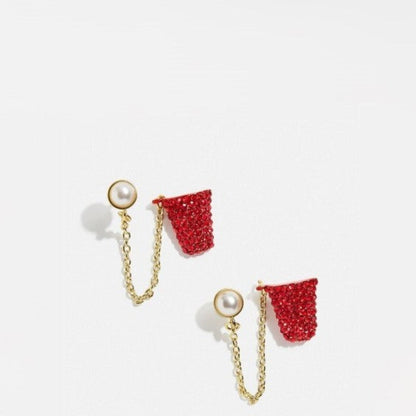 Red Basket With Ball Chain Earrings JLT13785