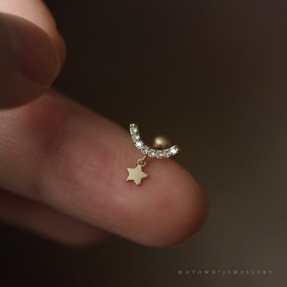 Gold Crystal Star Moon Stud JLT13798