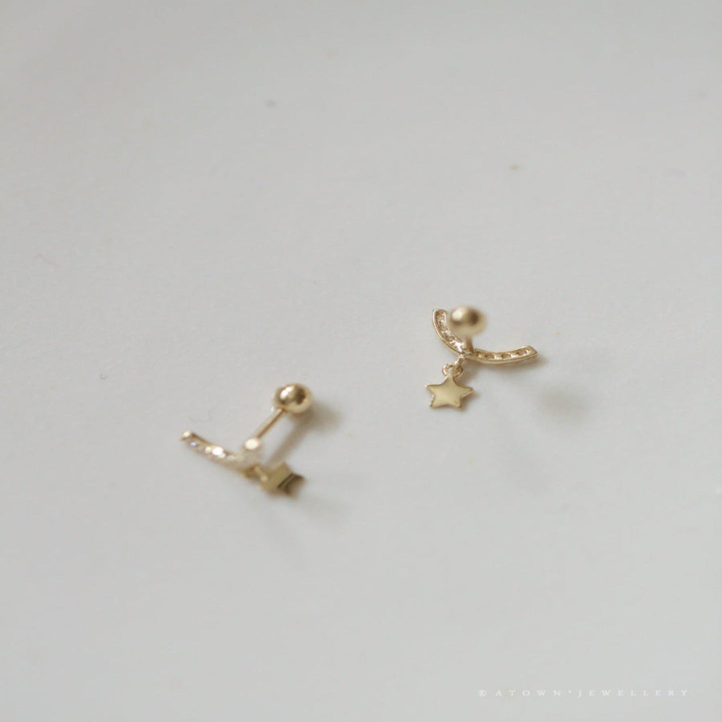 Gold Crystal Star Moon Stud JLT13798