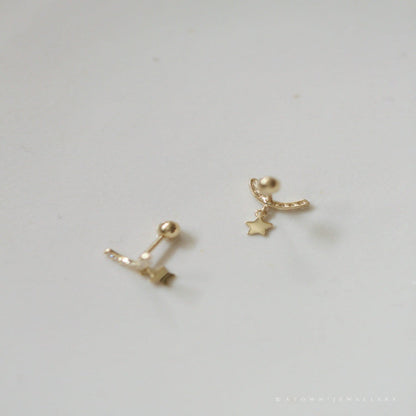 Gold Crystal Star Moon Stud JLT13798