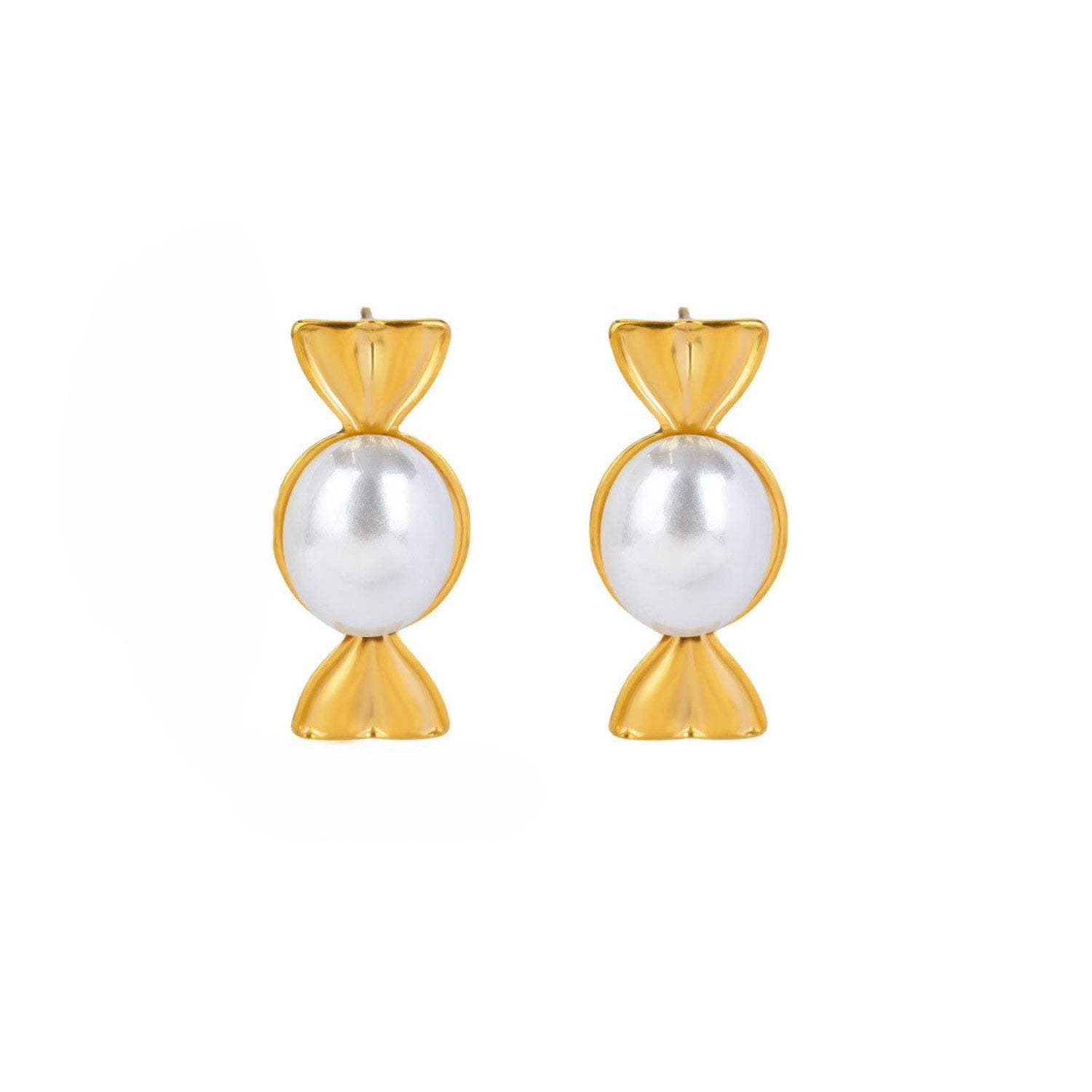 Gold White Pearl Candy Earrings JLT13799