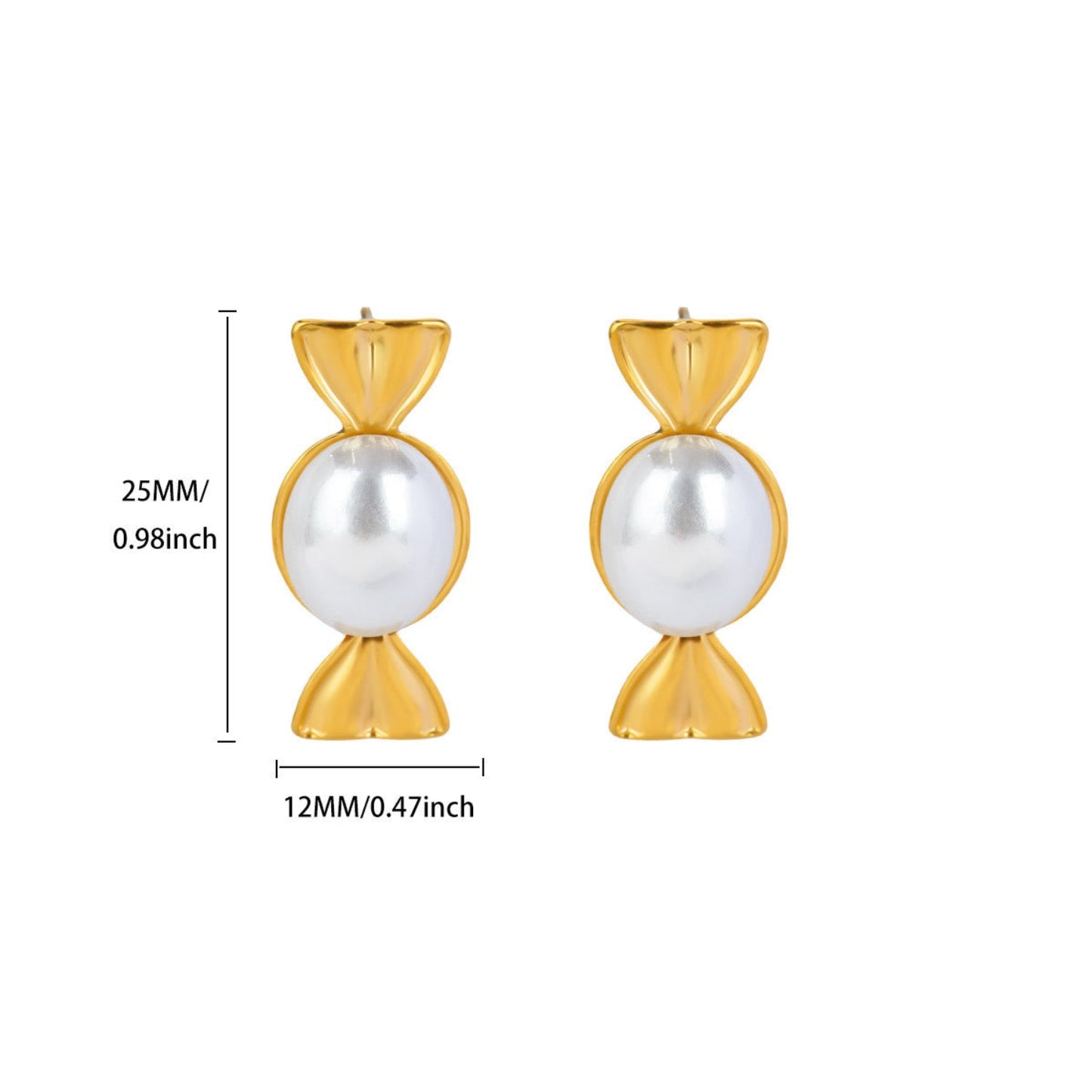 Gold White Pearl Candy Earrings JLT13799