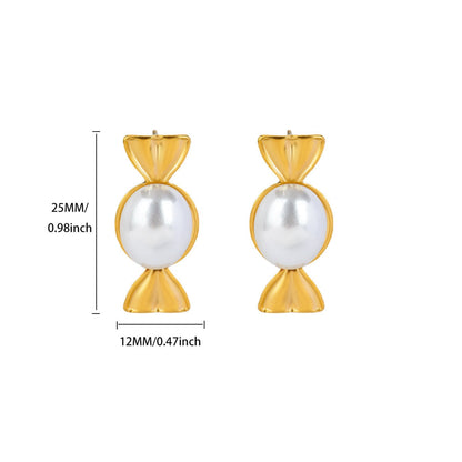 Gold White Pearl Candy Earrings JLT13799