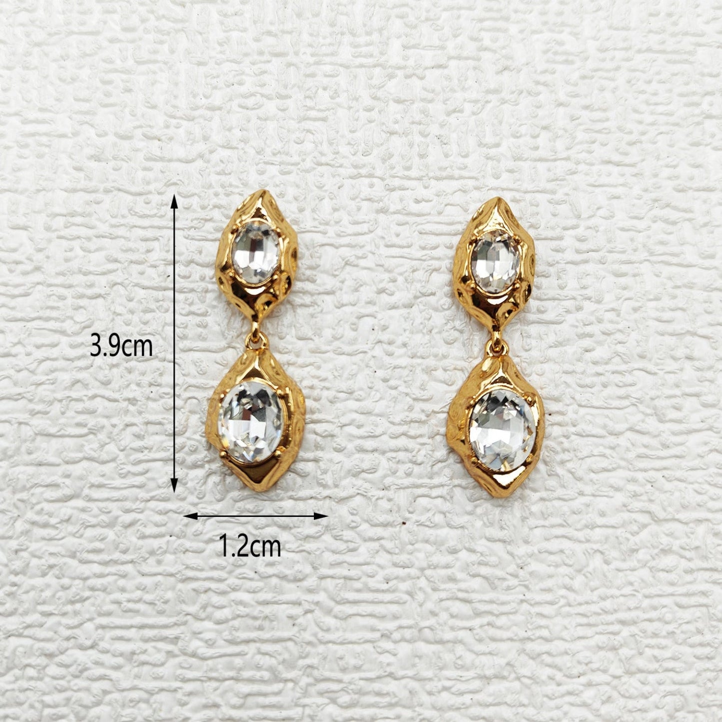 Gold Crystal Hammered Drop Earrings JLT13801