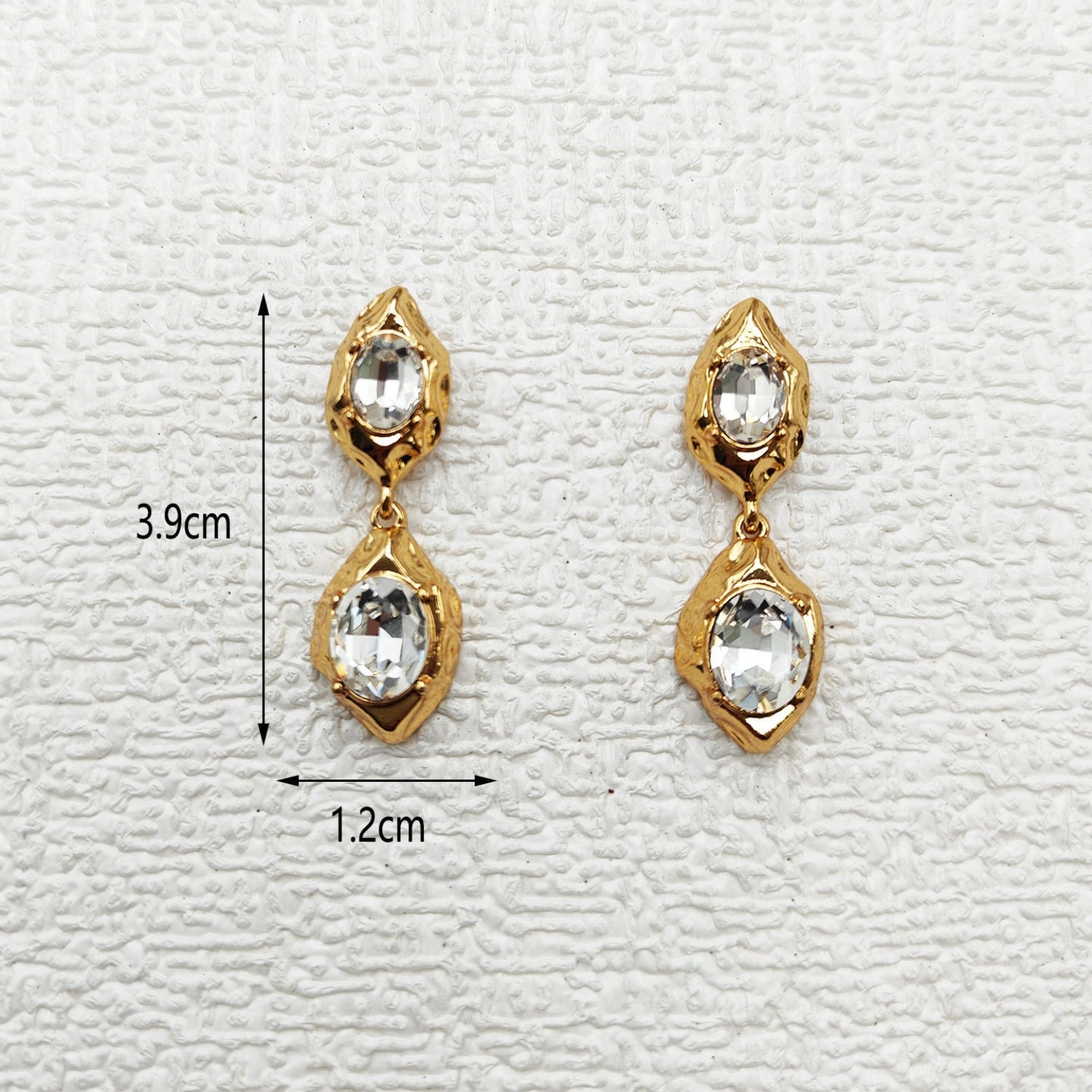 Gold Crystal Hammered Drop Earrings JLT13801