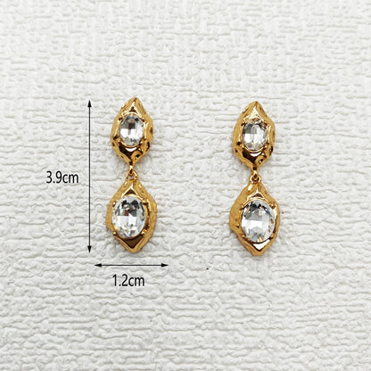 Gold Crystal Hammered Drop Earrings JLT13801