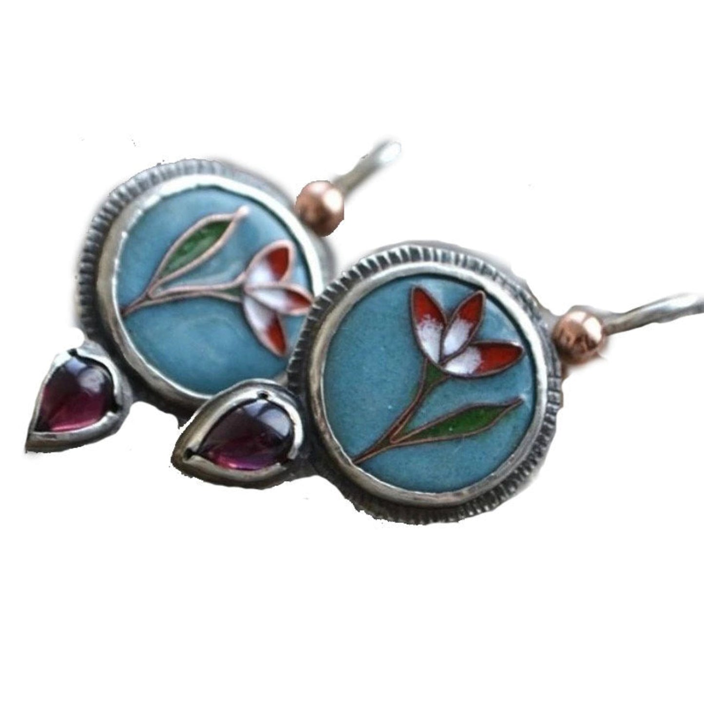 Blue Floral Enamel Drop Earrings JLT13803