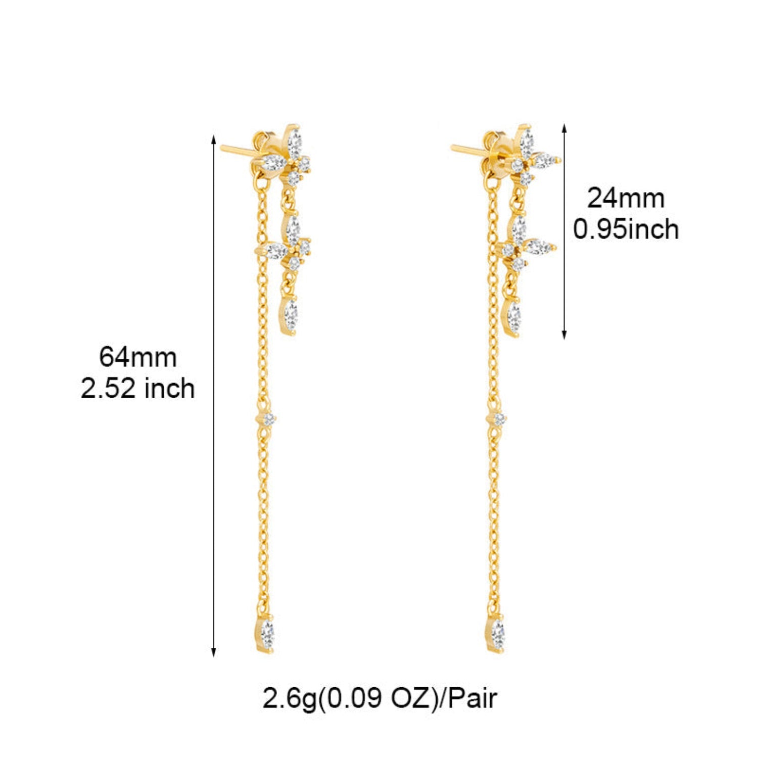 Gold Crystal Floral Drop Earrings JLT13807