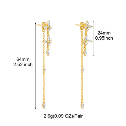 Gold Crystal Floral Drop Earrings JLT13807