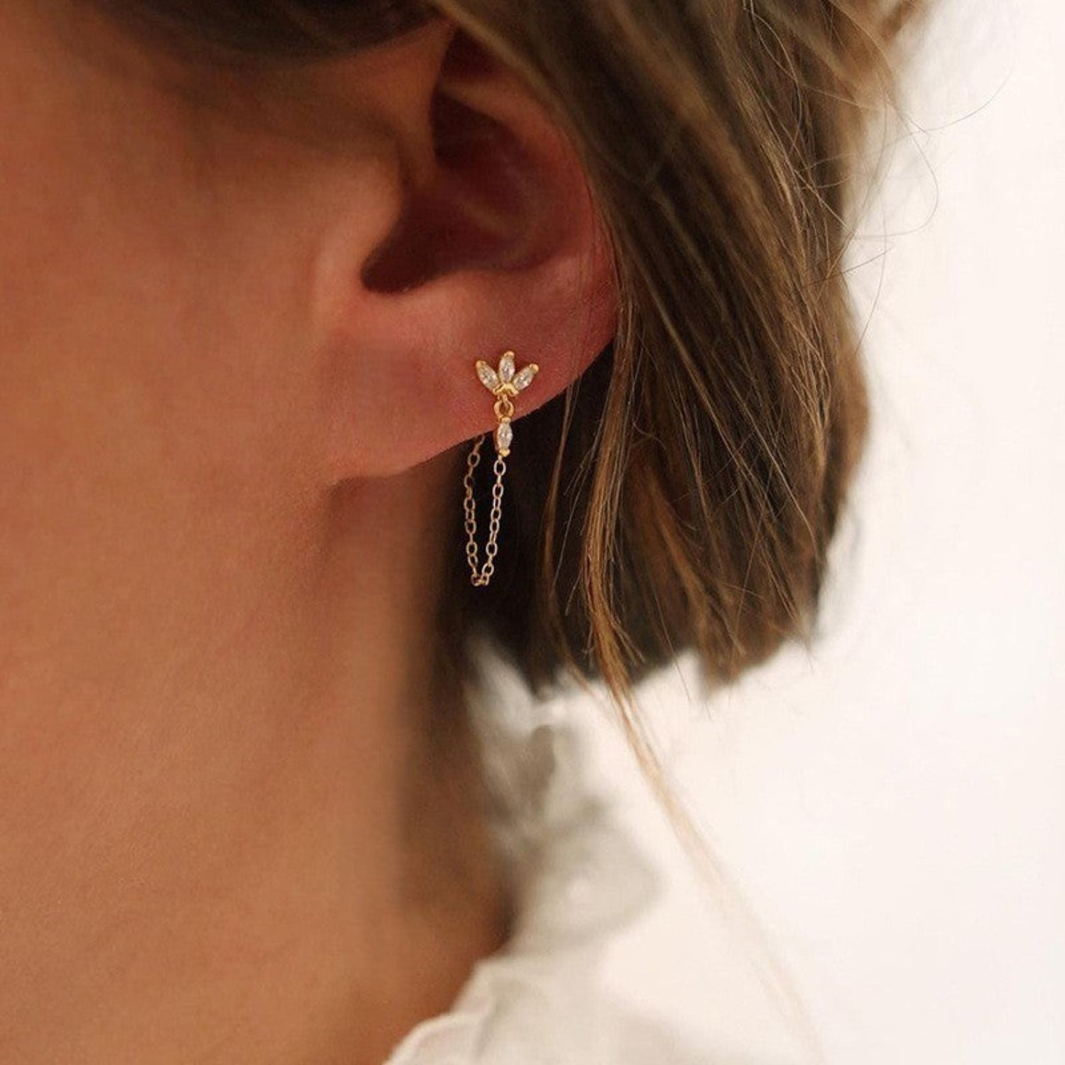 Gold Textured Curved Earrings JLT13808