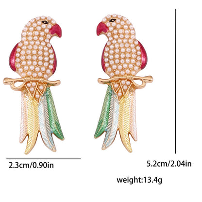Gold Pearl Parrot Stud Earrings JLT13809