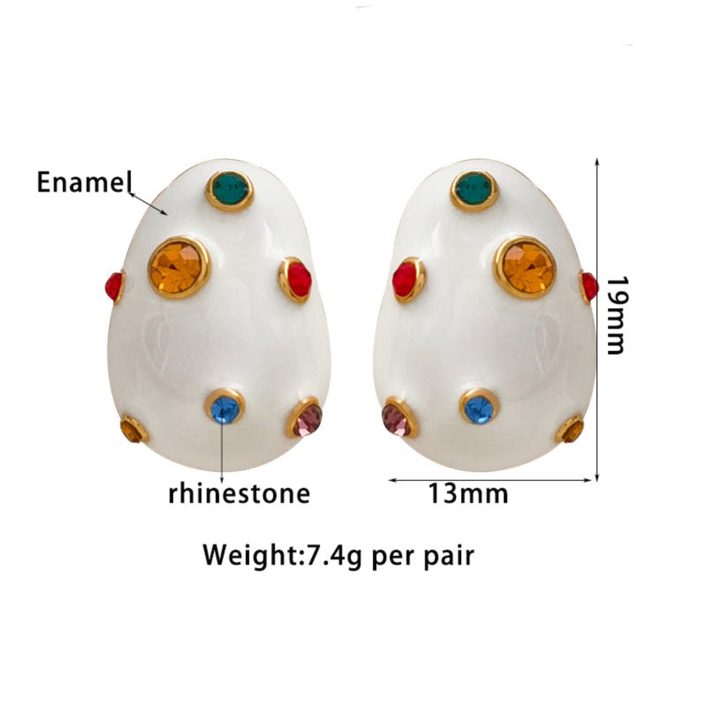 White Colorful Crystal Stud Earrings JLT13810