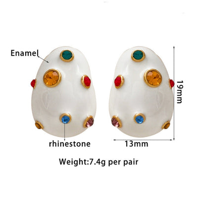White Colorful Crystal Stud Earrings JLT13810
