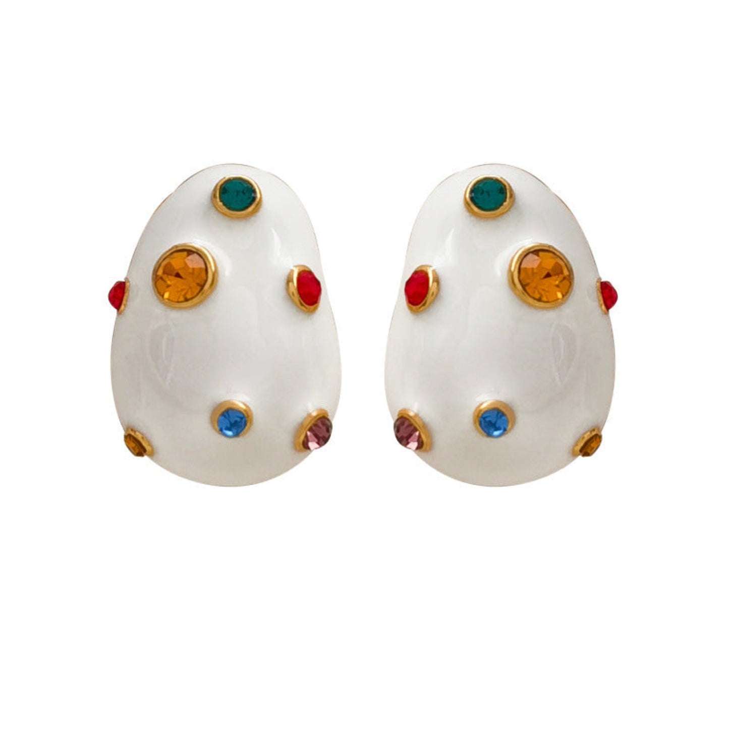 White Colorful Crystal Stud Earrings JLT13810