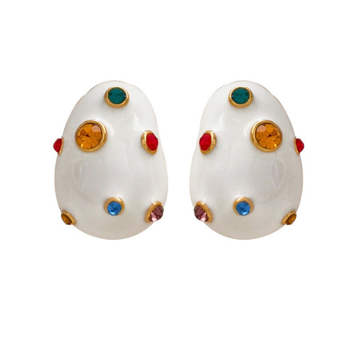 White Colorful Crystal Stud Earrings JLT13810