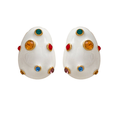 White Colorful Crystal Stud Earrings JLT13810
