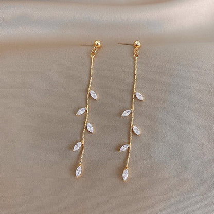 Gold Crystal Willow Drop Earrings JLT13811