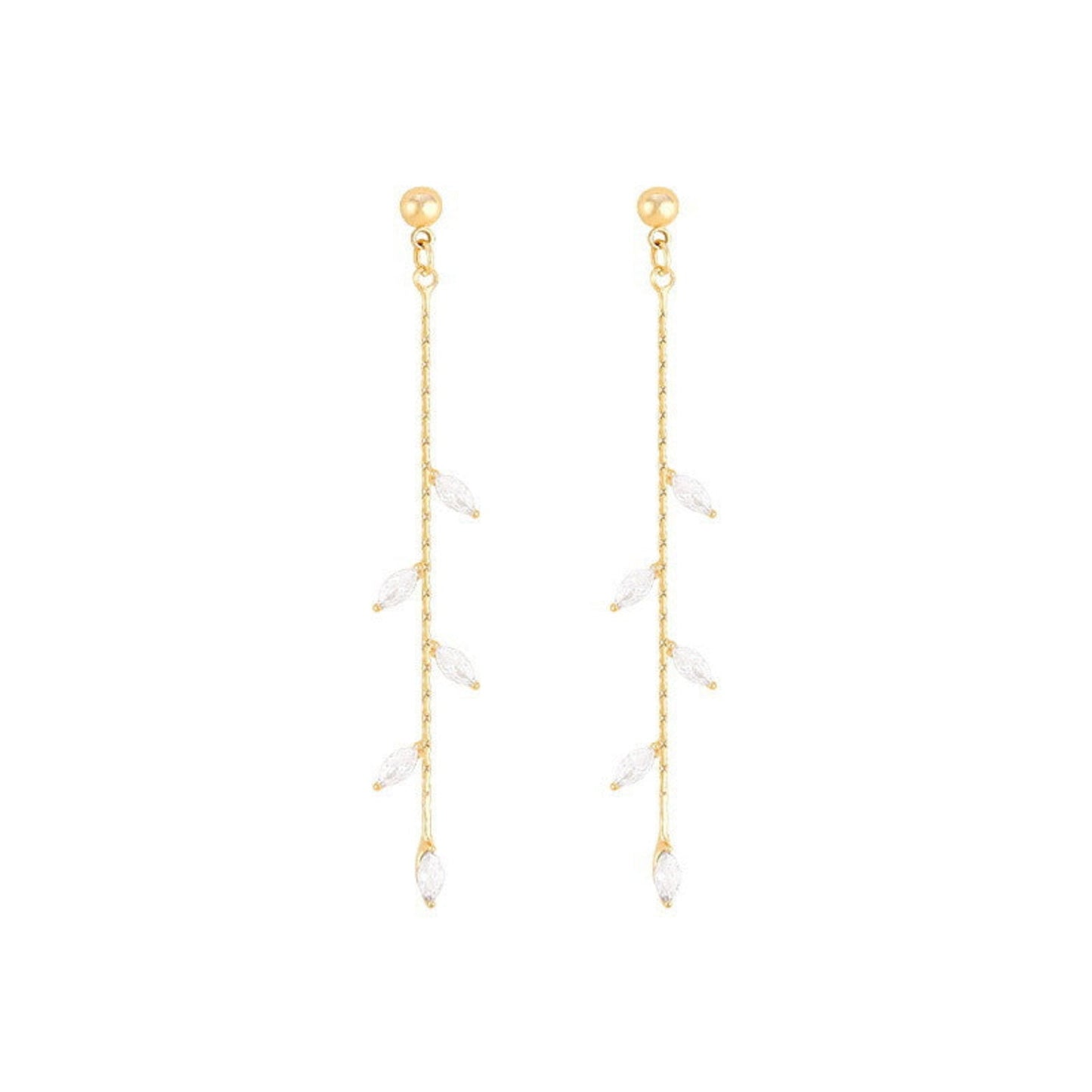 Gold Crystal Willow Drop Earrings JLT13811