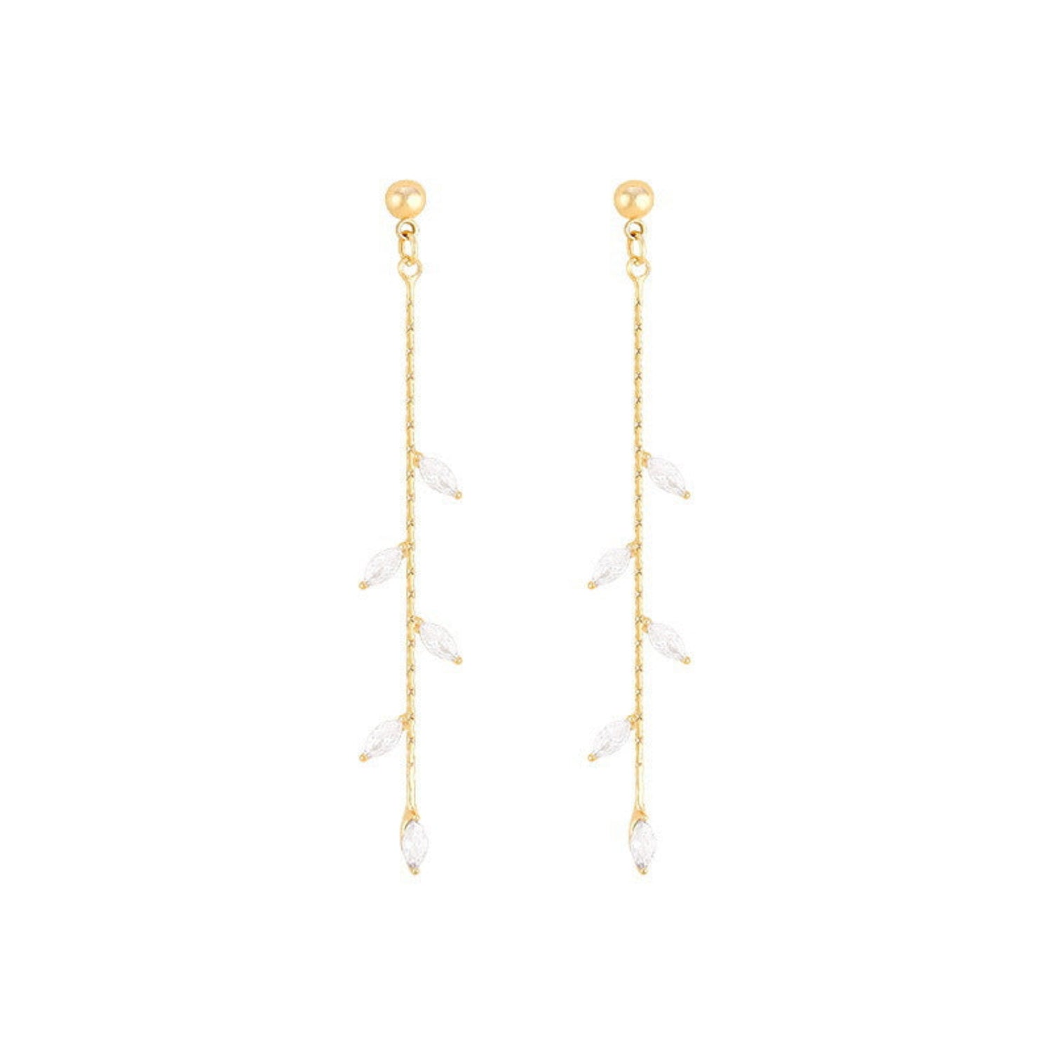 Gold Crystal Willow Drop Earrings JLT13811