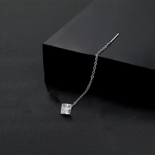 Silver Square Crystal Drop Earrings JLT13813