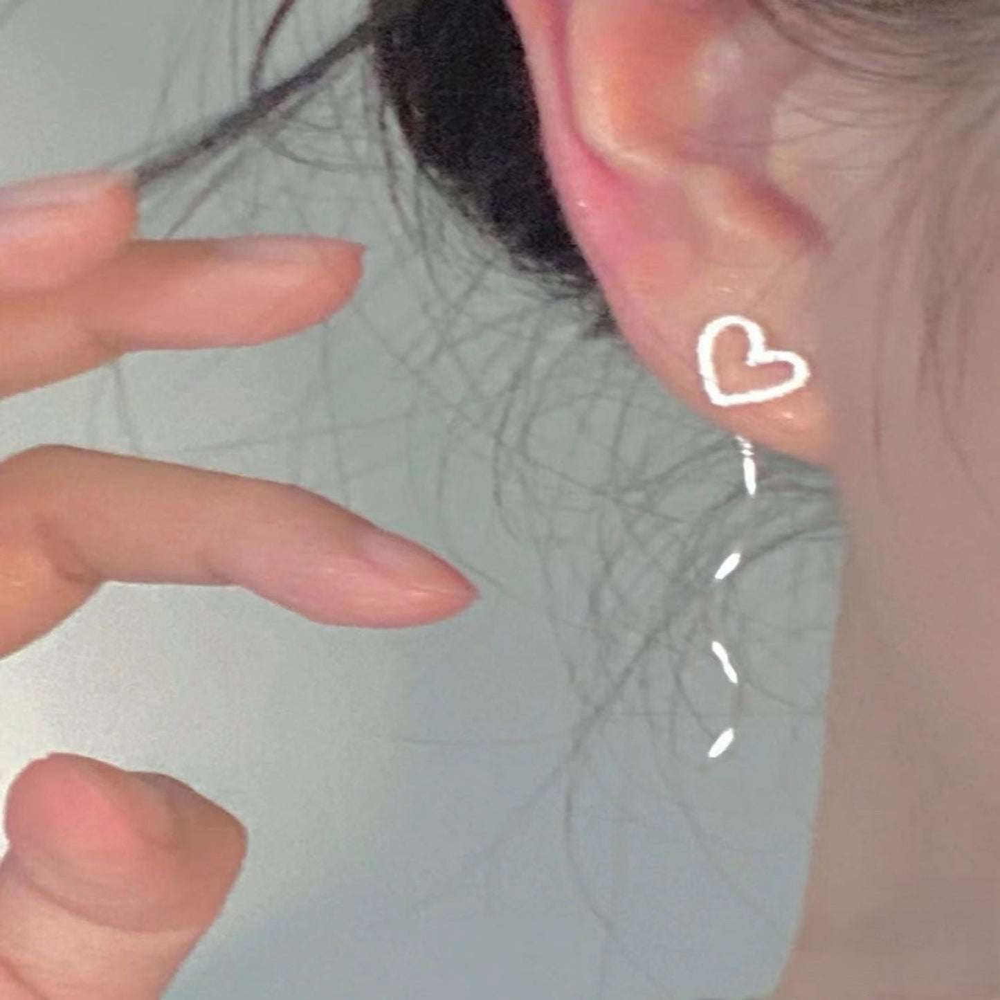 Silver Heart Wavy Drop Earrings JLT13815