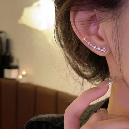 Silver Crystal Curved Ear Crawlers JLT13817