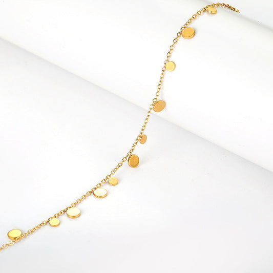 "Gold Disc Charm Chain Bracelet" JLTB0687