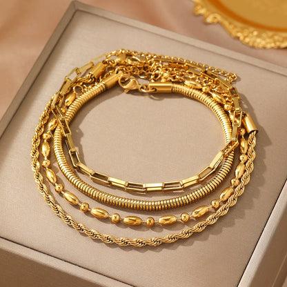 starfish braided bracelet summer beach shell rice bead hand jewelry 4-piece set JLTB0707