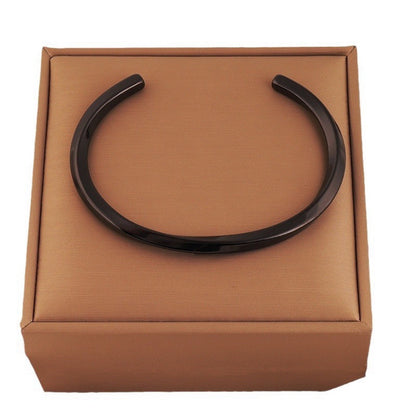 Minimalist Matte Black Metal Unisex Bangle Bracelet JLTB0835