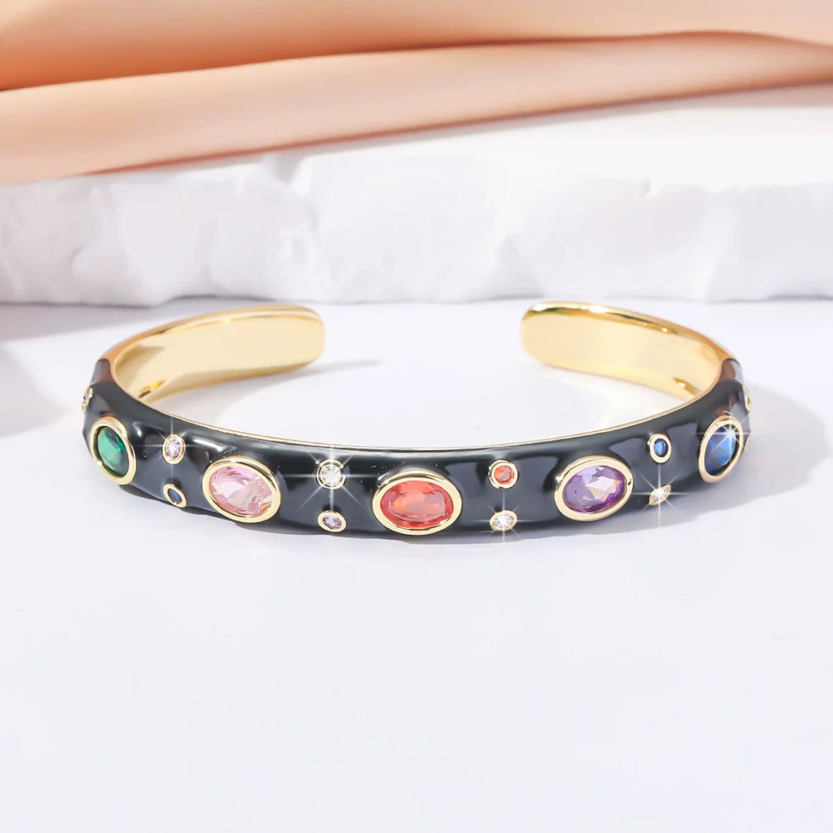 Black Luxe Gemstone Accent Cuff JLTB0850