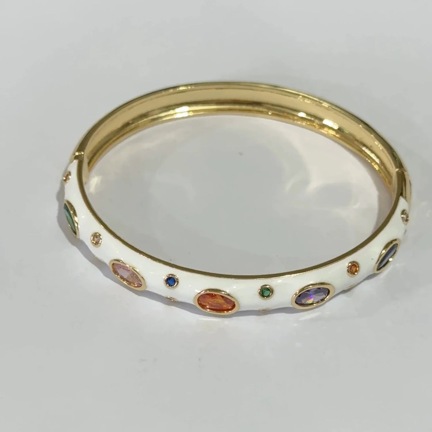Lustrous Gemstone Harmony White Bangle JLTB0852