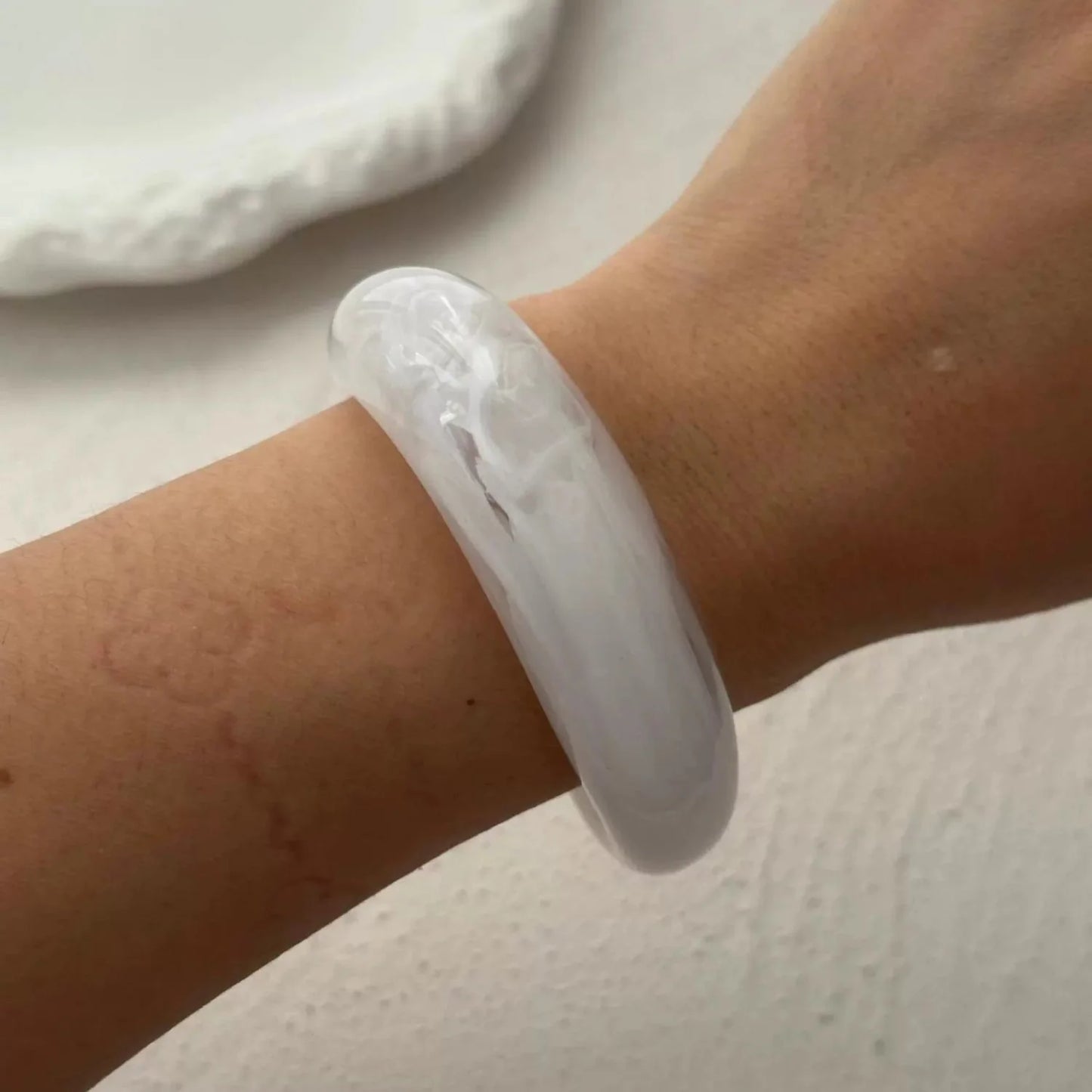 Just Lil Things Cloud White Glossy Resin Bracelet JLTB0878
