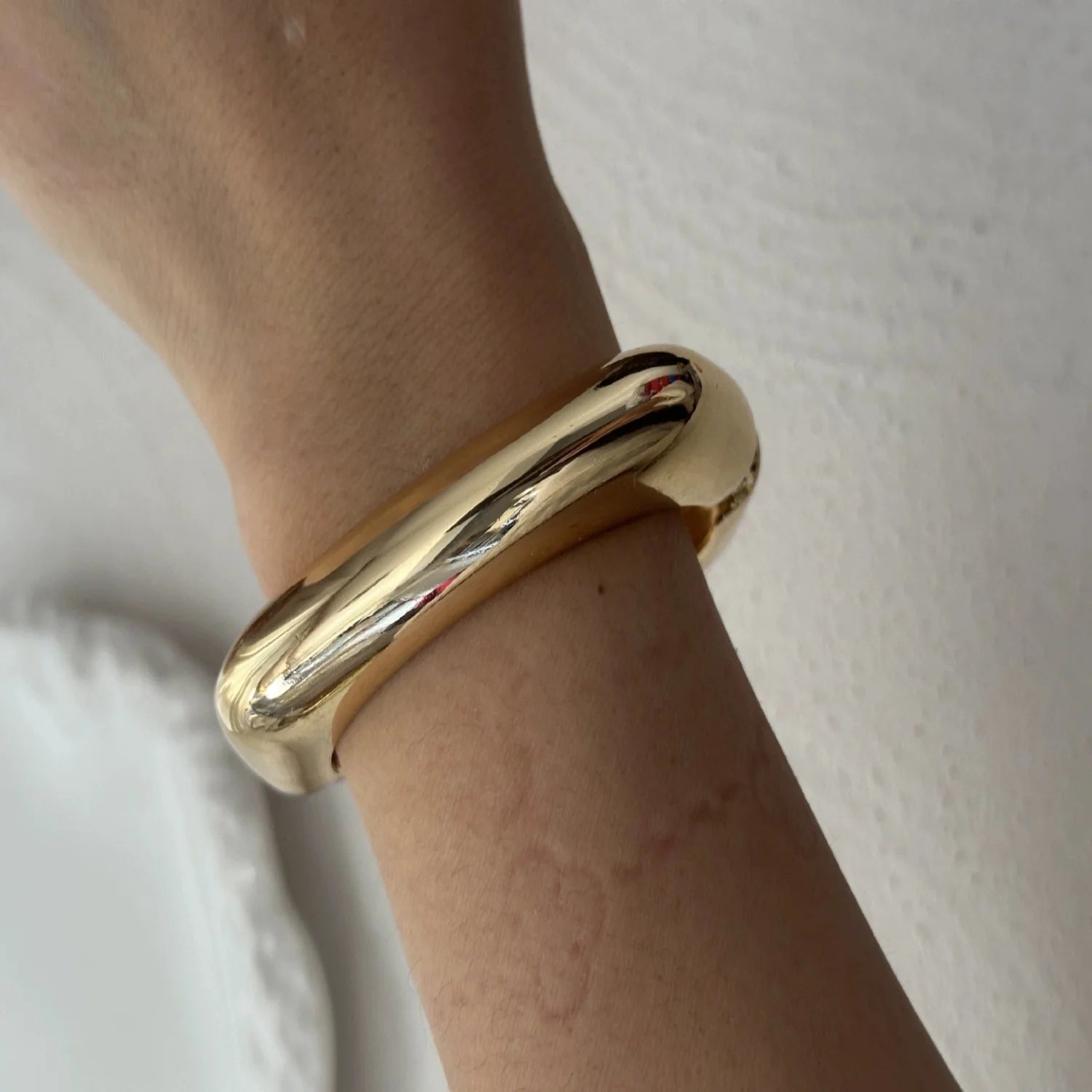Just Lil Things Square Gold Dome Bangle – Polished Minimalist Design JLTB0904