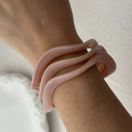 Just Lil Things Wavy Blush Glossy Resin Bracelet Design JLTB0919 - Pack of 3
