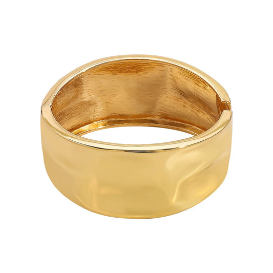 Just Lil Things Classic Wide Gold Cuff Bracelet – Minimalist Polished Design JLTB0920