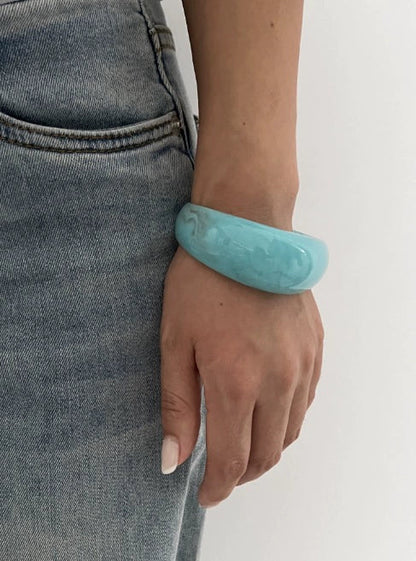 Just Lil Things Aqua Blue Glossy Resin Bracelet Design JLTB0928