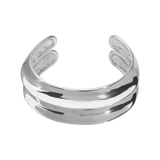 Just Lil Things Sleek Double-Band Silver Cuff Bracelet Design JLTB0931