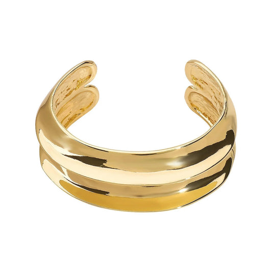 Just Lil Things Sleek Double-Band Gold Cuff Bracelet Design JLTB0932