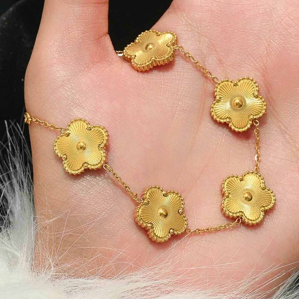 Just Lil Things Golden Clover Chain Bracelet JLTB0934