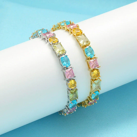 Just Lil Things Gold Bracelet with Multicolor Gemstone Design JLTB0936