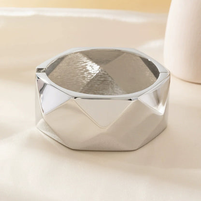 Just Lil Things Bold Silver Geometric Statement Bangle Bracelet JLTB0939