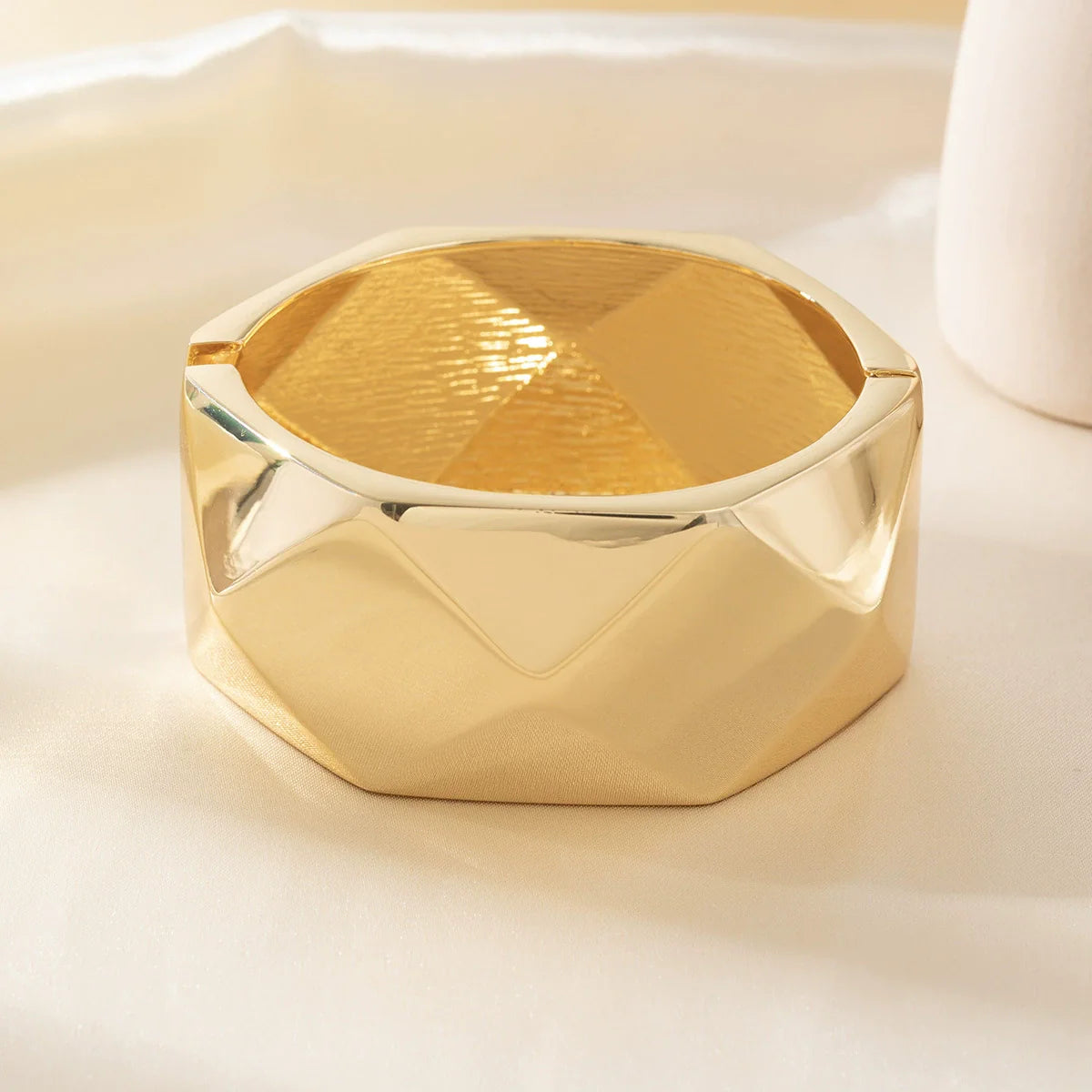 Just Lil Things Gold-Tone Faceted Geometric Statement Bangle Bracelet JLTB0940