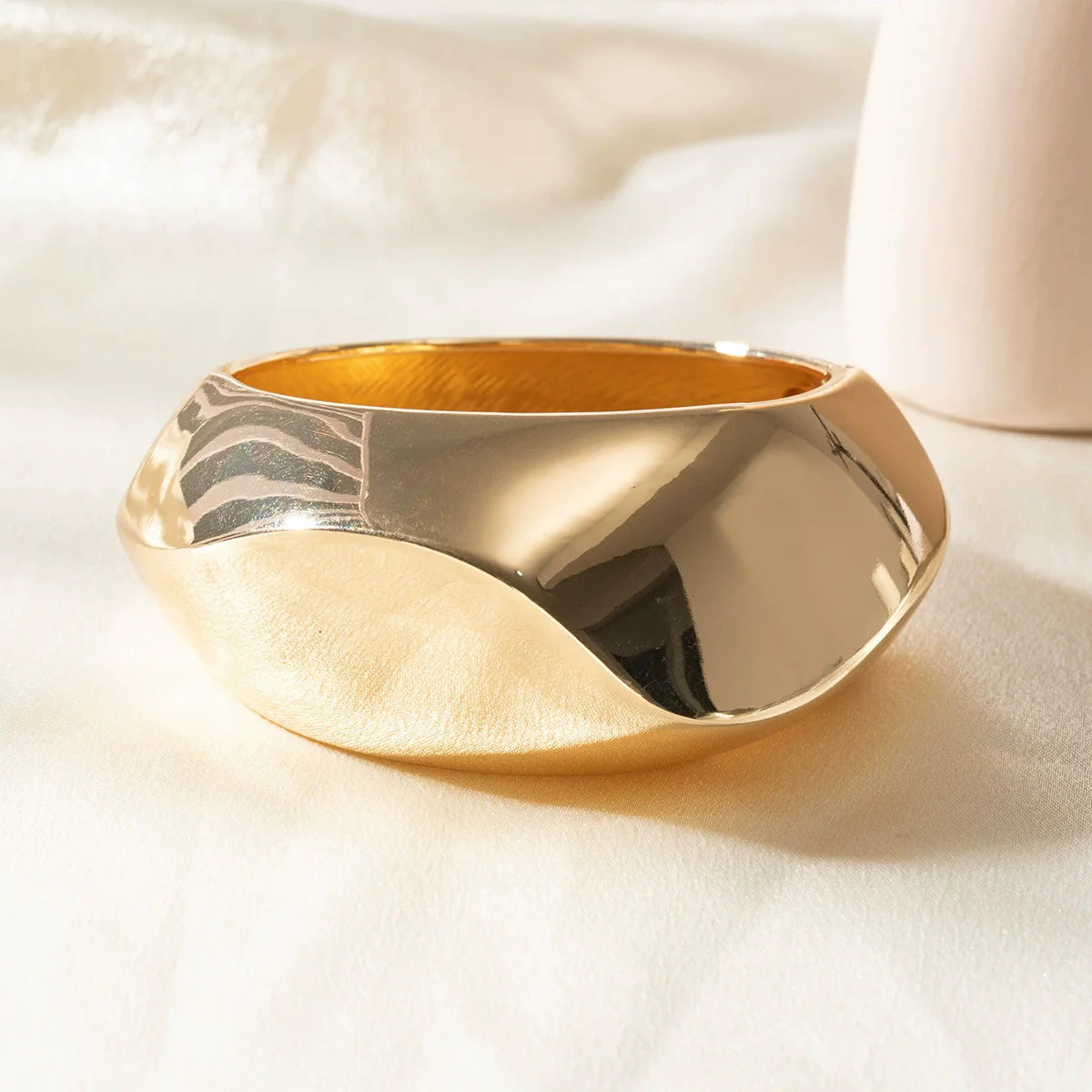 Just Lil Things Gold-Tone Sculpted Dome Bangle Bracelet JLTB0944
