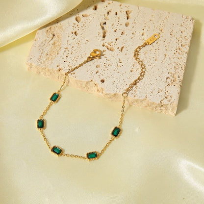 Just Lil Things Emerald Charm Bracelet with Gold Chain Links JLTB0955