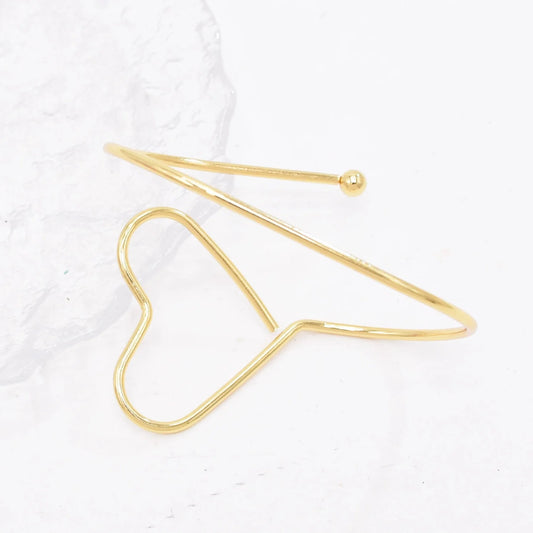 Just Lil Things Golden Heartline Open Cuff Bracelet JLTB0958