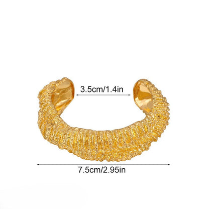 Just Lil Things Golden Ripple Textured Cuff Bracelet JLTB0969