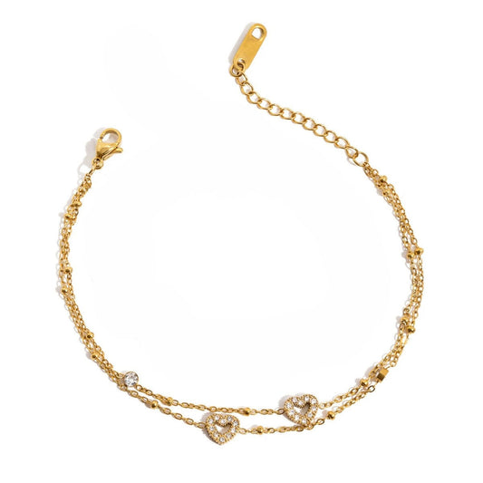 Just Lil Things Heart Crystal Chain Bracelet JLTB0971