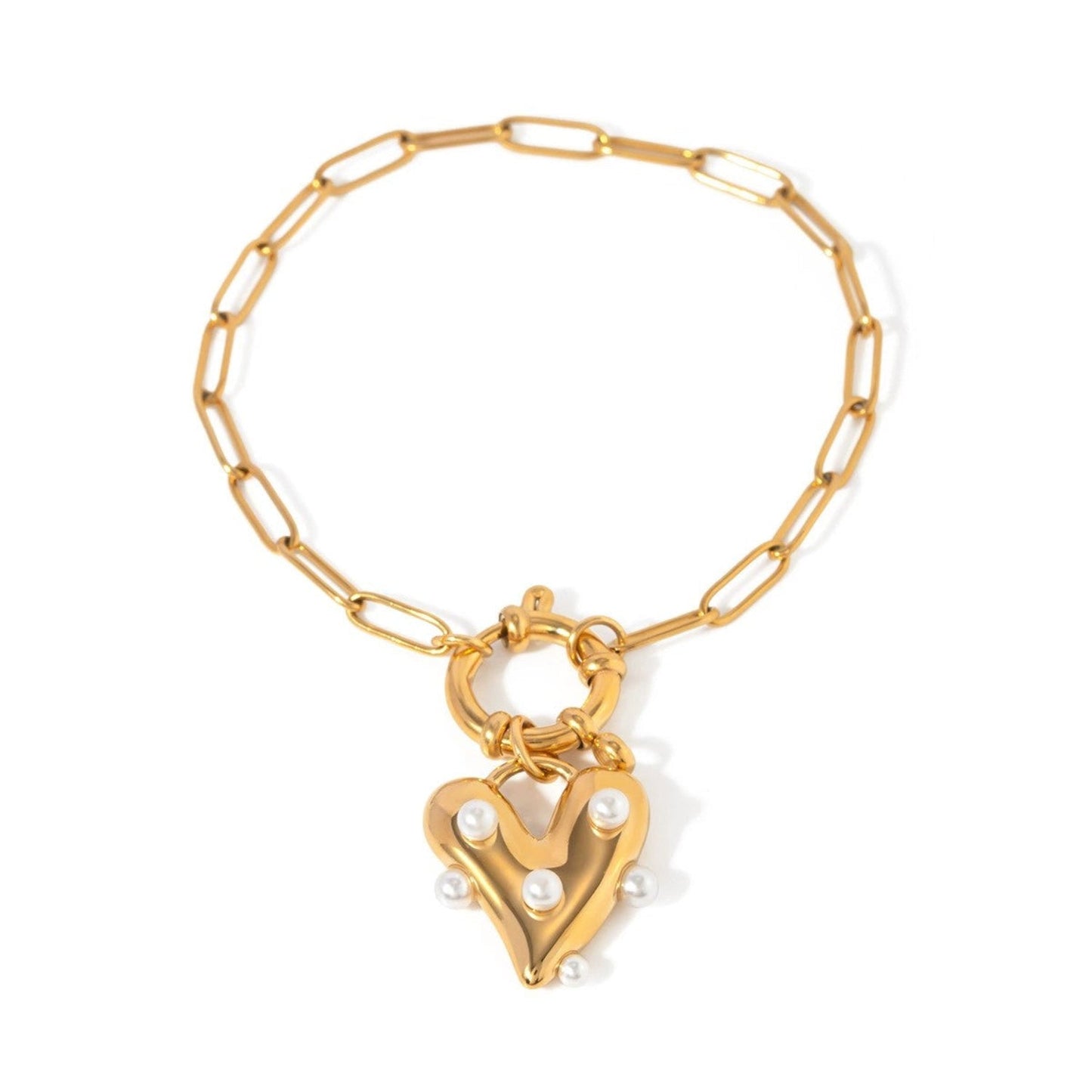 Just Lil Things Pearl Heart Charm Chain Bracelet JLTB0972