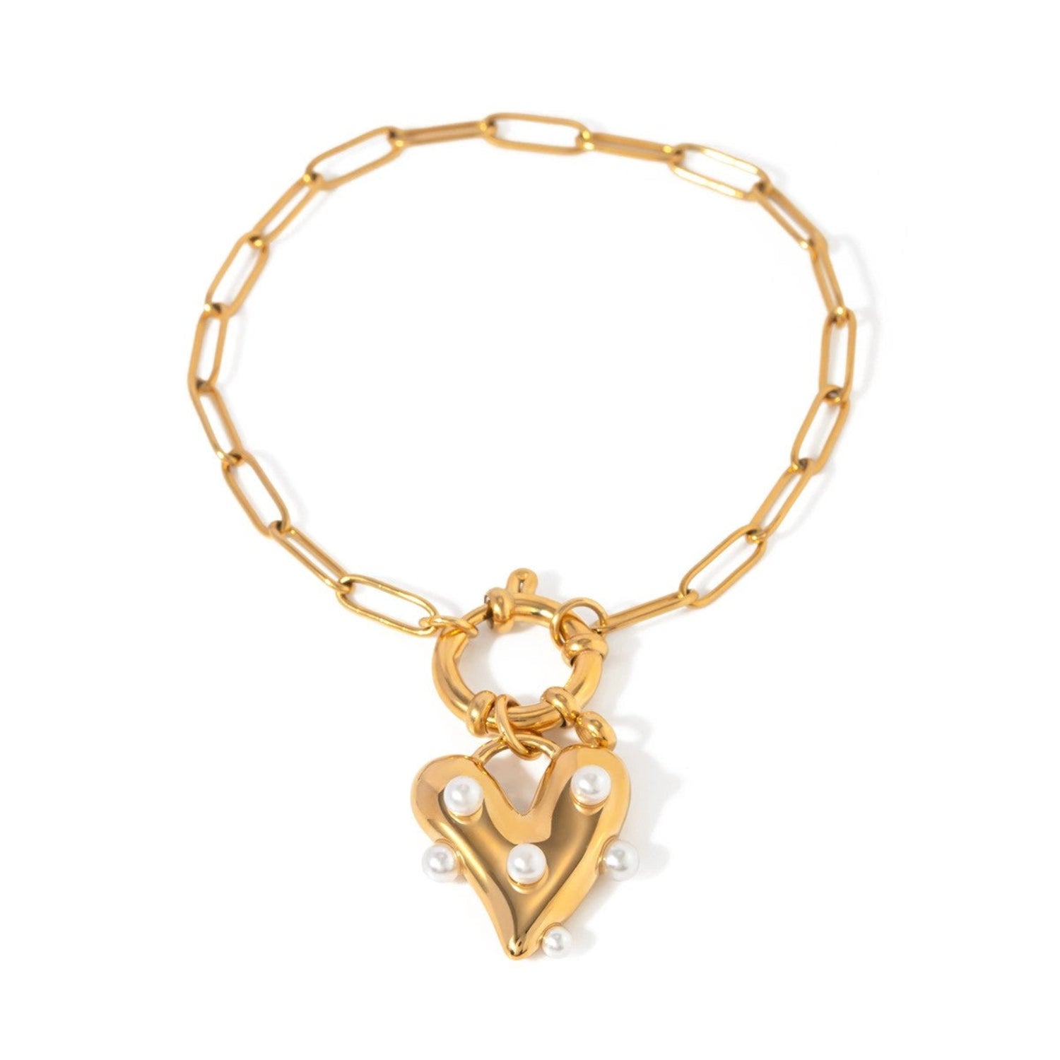 Just Lil Things Pearl Heart Charm Chain Bracelet JLTB0972